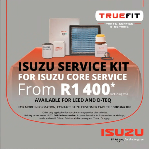 Isuzu Service Kit from R1 400 including VAT, for LEED and D-TEQ